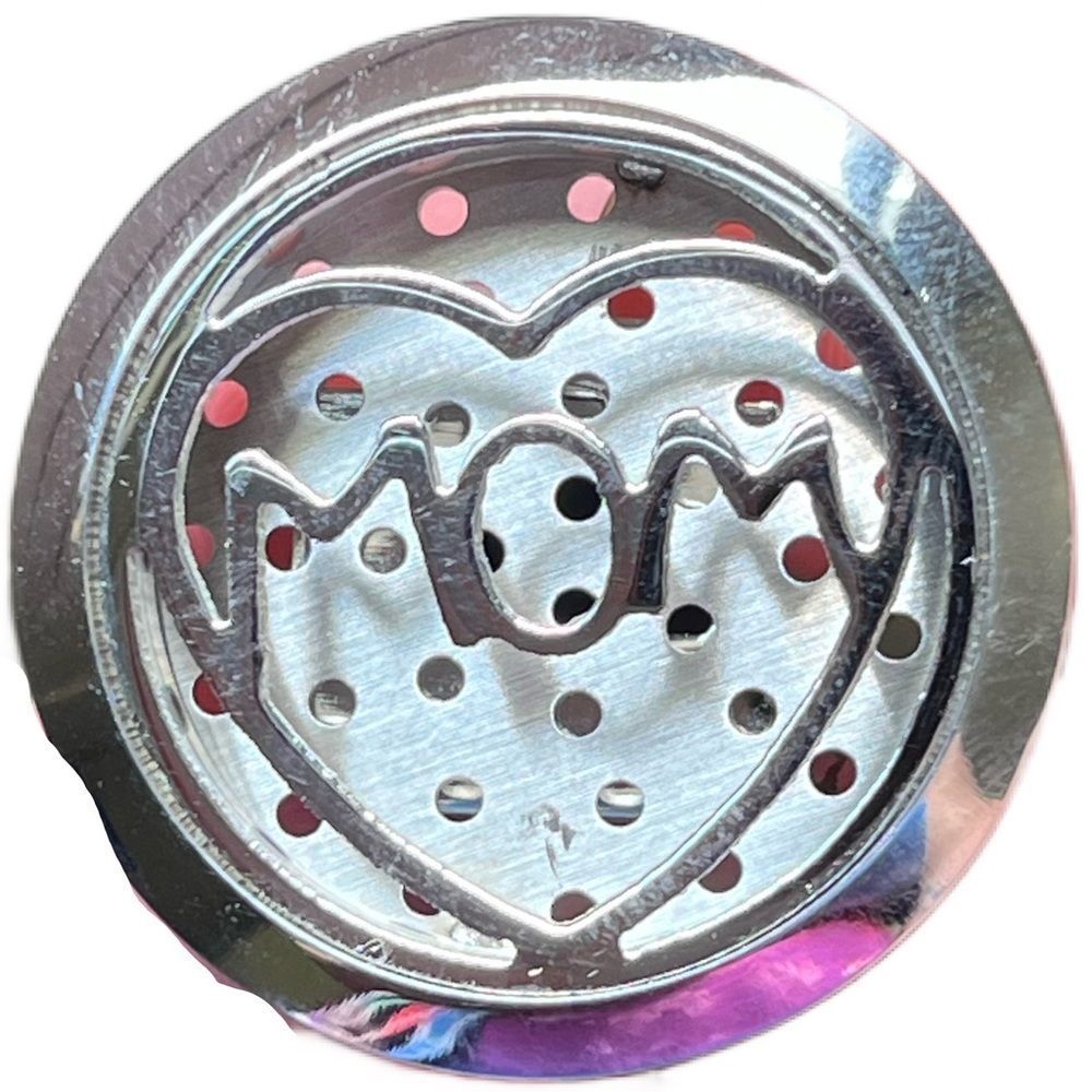 CAR VENT CLIP silver tone essential oil diffuser with wicks - mom ❤️